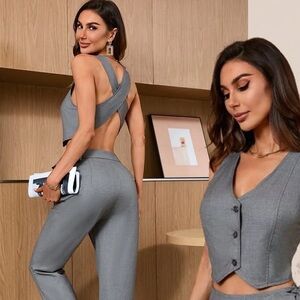 Stylish Gray Two-Piece Set